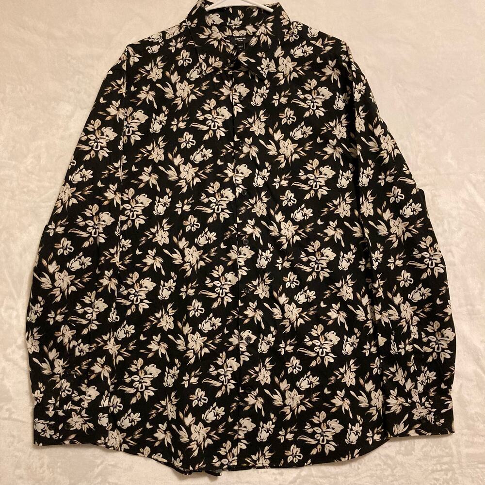 Express Men’s Floral Print Slim Fit Dress shirt